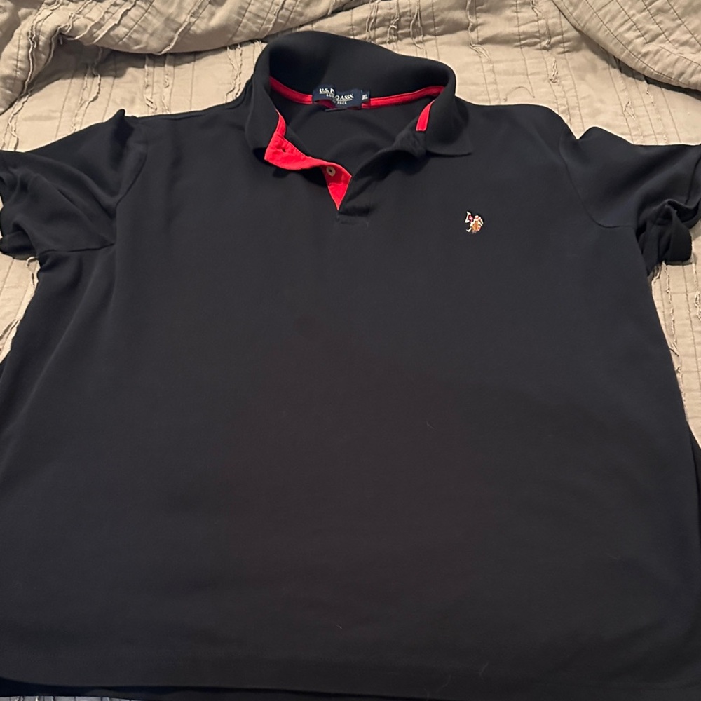 U.S. Polo Assn. Black Polo with Red Details